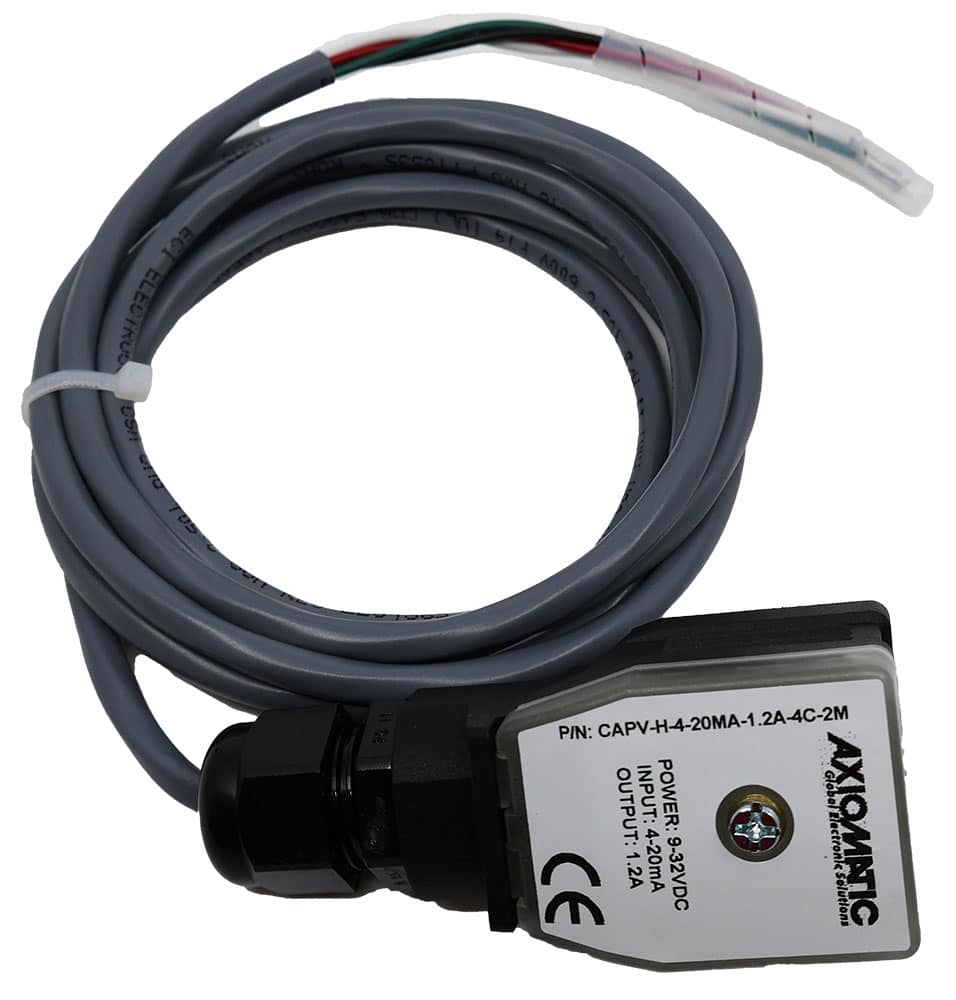 CAPV-H-4-20MA-1.2A-4C-2M Connector Amplifier, 4-20 mA Input, 1.2 A Output, DIN 43650A, 2m Cable