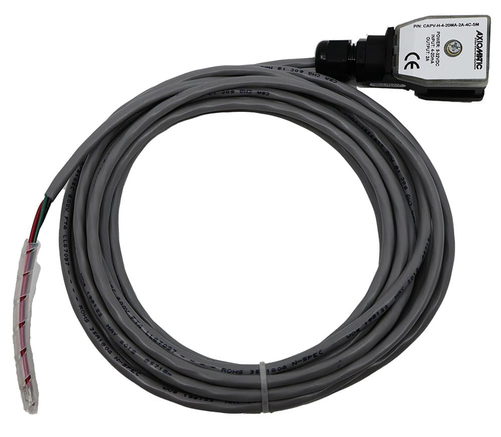 CAPV-H-4-20MA-2A-4C-5M Connector Amplifier, 4-20 mA Input, 2 A Output, DIN 43650A, 5m Cable