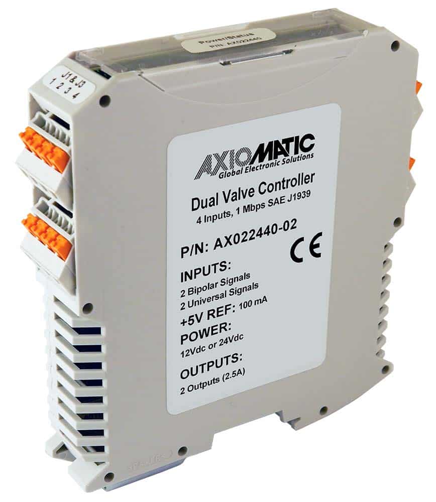 2 Bipolar and 2 Universal Signal Inputs, Dual Valve Controller, SAE J1939 1Mbps, DIN Rail Mount, NFC