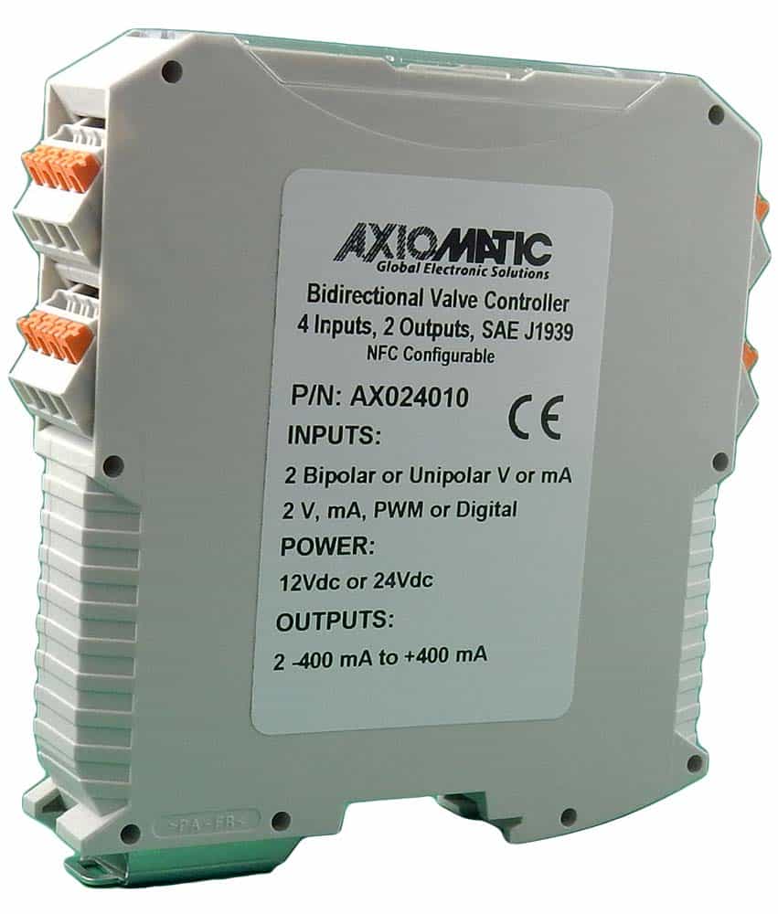 4 Input, 2 Bidirectional 10-400 mA Output Valve Controller, CANopen®
