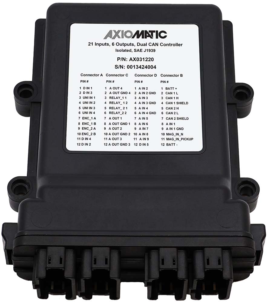 21 Inputs, 6 Outputs, Isolated Dual CAN Controllers