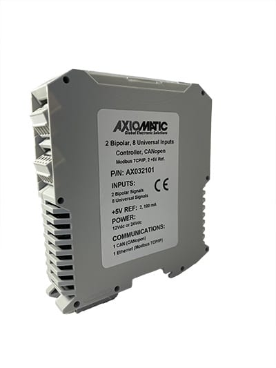 2 Bipolar Analog/Digital, 8 Universal Signal Inputs Controller, CANopen®, Ethernet, 2 +5V Ref., DIN Rail Mount