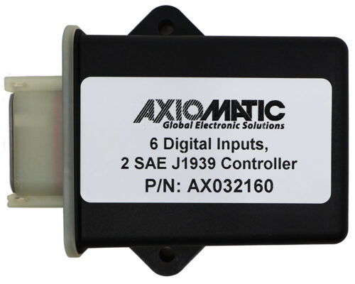 Axiomatic Technologies' 6 Digital Inputs controller with SAE J1939 CAN communication, AX032160, is designed for the harsh applications of off-highway equipment, commercial vehicles, mobile control panels, power generation, co-generation, stationary power, and more!