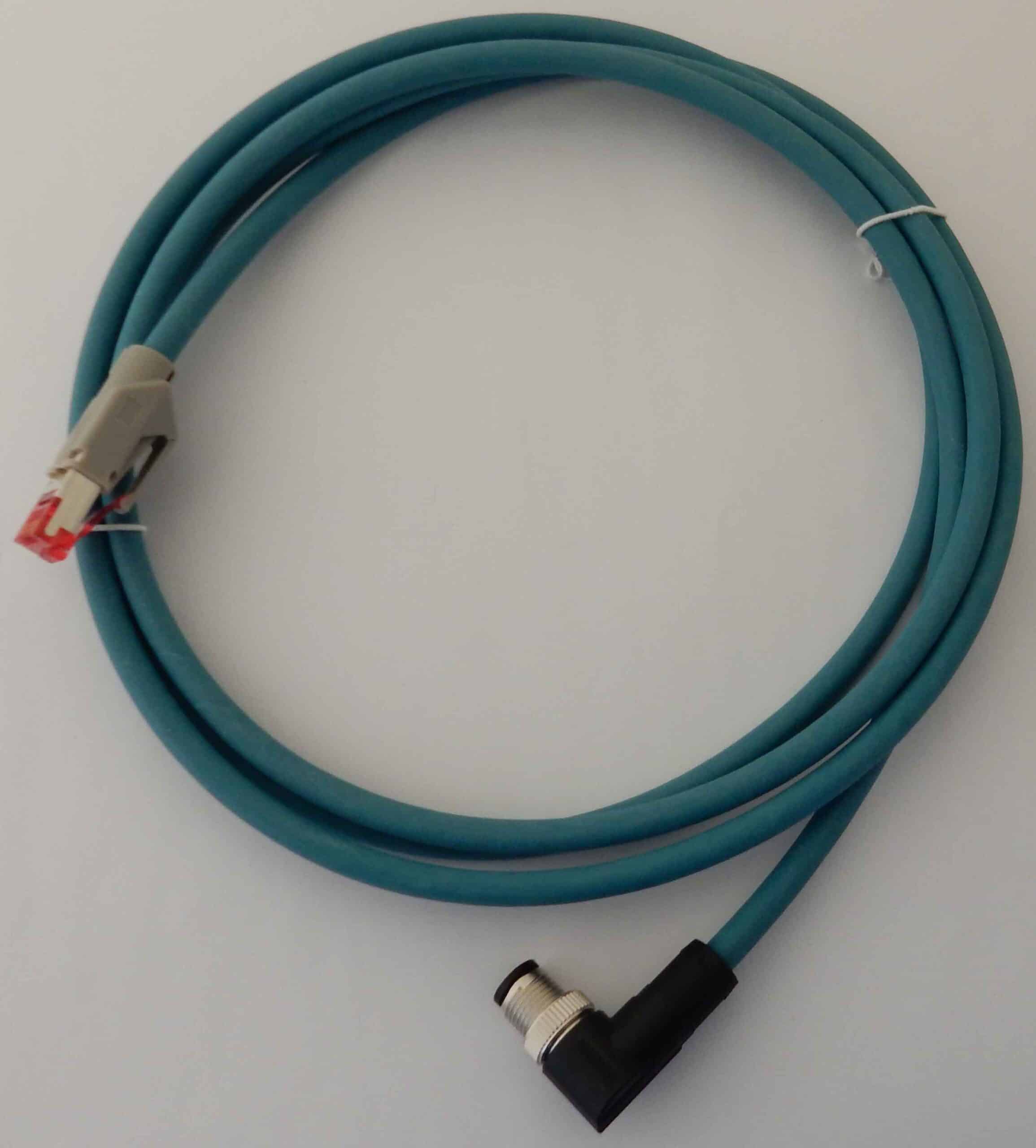 2m (6.5 ft.), 8-pin M12 A-coded, Ethernet Jack, Ethernet Cable