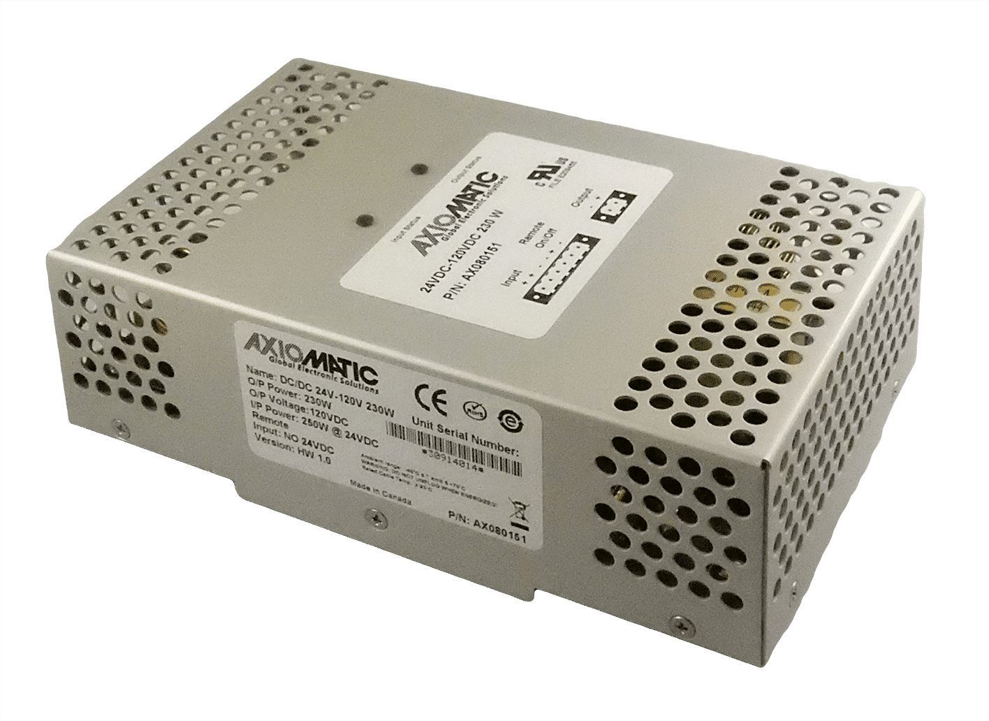 24VDC/120VDC, 230W Power Converter, SAE J1939