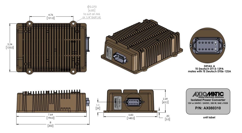 CAN Enabled 24VDC to 24VDC, 350W Isolated Converters