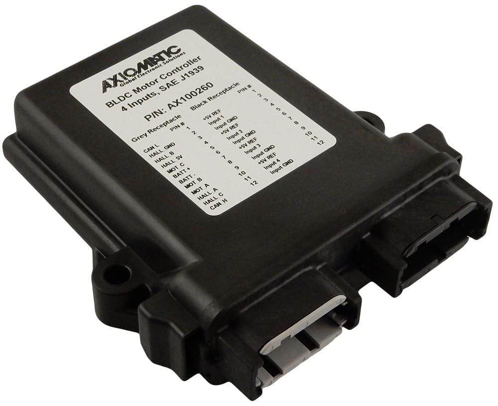 4 Inputs, 6A BLDC Motor Controller, +5V Reference, SAE J1939, 250 kbps