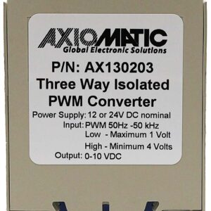 PWM to 0-10V Voltage Converter, 100ms, Isolated, 12/24 VDC, DIN Rail Mount, AX130203