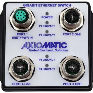 AX140723 is a rugged 4-port Axiomatic Technologies Gigabit Ethernet Switch with X-coded 1 Gbit/s Ethernet ports.