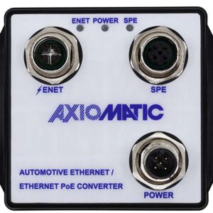 AX141410 is a configurable, rugged, Axiomatic Technologies Gigabit Automotive Ethernet to Gigabit Ethernet PoE Converter designed for off-highway and mining equipment and industrial trucks