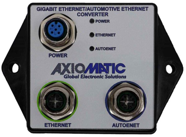 Gigabit Automotive Ethernet / Gigabit Ethernet Converter, X-Coded Connectors, Dedicated Power Connector