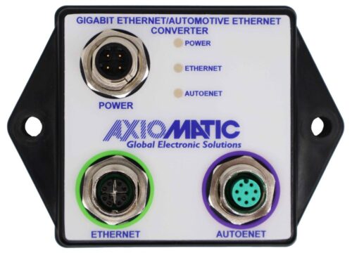 Gigabit Automotive Ethernet / Gigabit Ethernet Converter, A-, X-, & D-Coded Connectors, Dedicated Power Connector, AX141560A