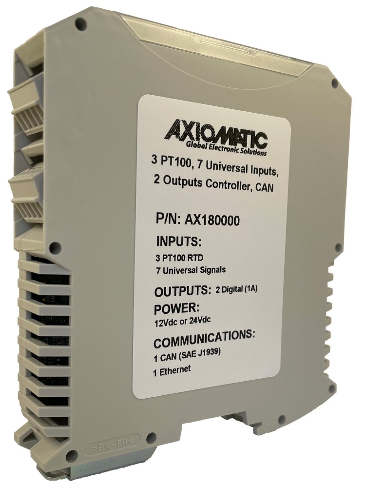3 RTD & 7 Universal Inputs, 2 Digital Outputs Controller, SAE J1939, Ethernet