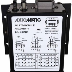 AX180610, Axiomatic Technologies' RTD to Fiber Optic Module is designed to work as a system with the Axiomatic Fiber Optic to CAN, RTD Isolator Module AX143030.