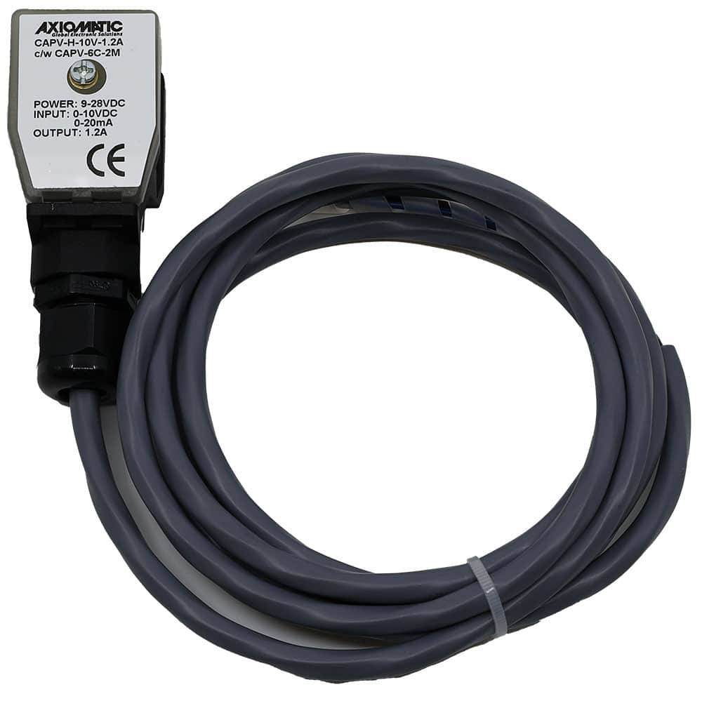 CAPV-H-10V-1.2A c/w Cable CAPV-6C-2M Connector Amplifier, 10VDC Input, 1.2 A Output, DIN 43650A, 2m Cable