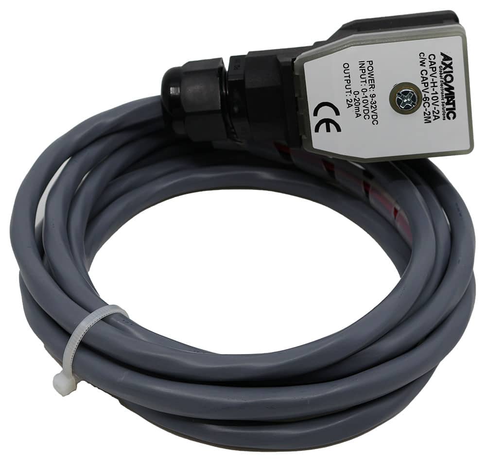 CAPV-H-10V-2A c/w Cable CAPV-6C-2M Connector Amplifier, 10VDC Input, 2 A Output, DIN 43650A, 2m Cable